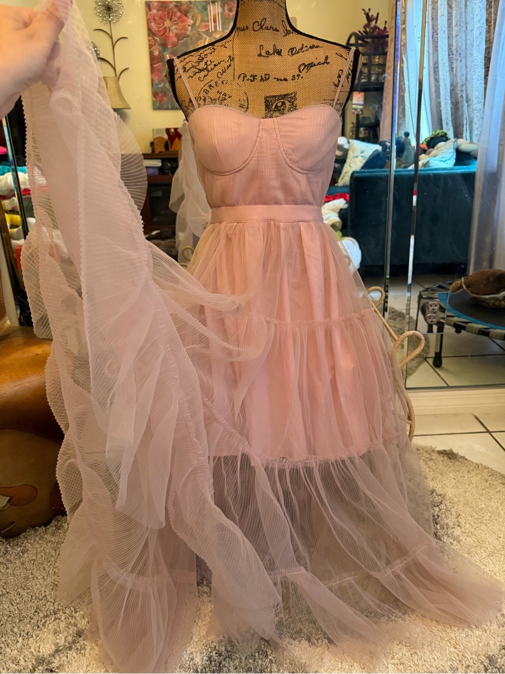 Forever 21 Girls Light Pink Tulle Party Gown